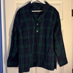 Talbots tartan plaid long  Sleeve Shirt with rhinestone buttons